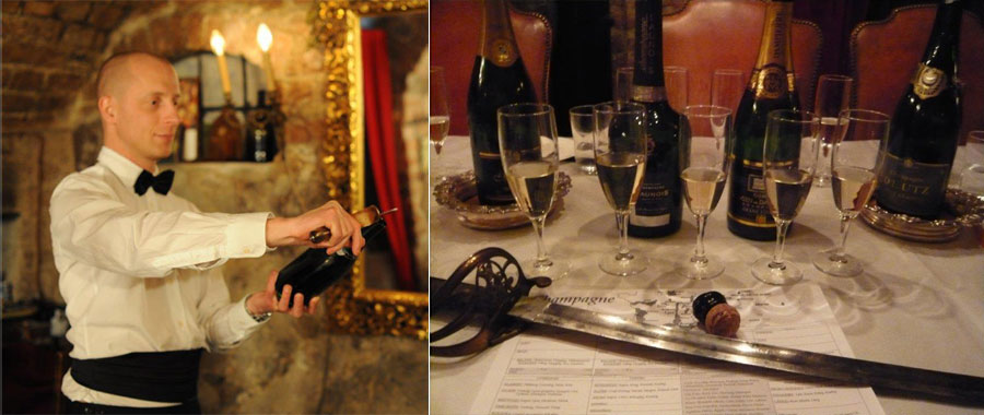 sabreing champagne